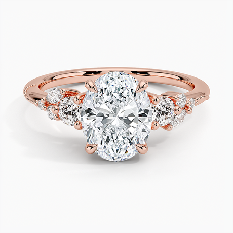 14K Rose Gold Camellia Three Stone Diamond Ring (1/3 ct. tw.)