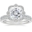 18KW Moissanite Reina Diamond Ring with Luxe Ballad Diamond Ring (1/4 ct. tw.), smalltop view
