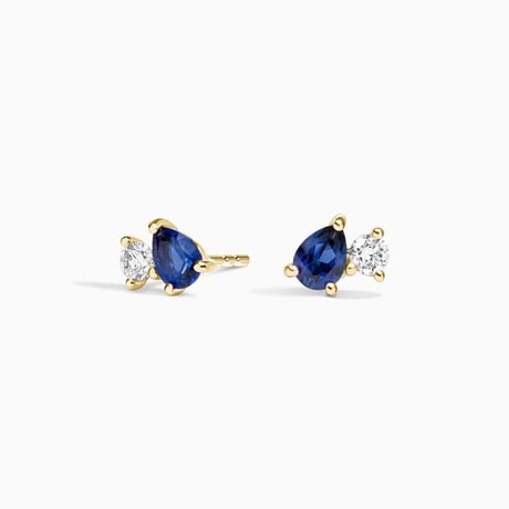Pear Lab Sapphire and Round Lab Diamond Toi et Moi Earrings (1/10 ct. tw.)