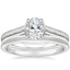 18K White Gold Jade Trau Satin Esthética Solitaire Ring with Satin Petite Comfort Fit Wedding Ring