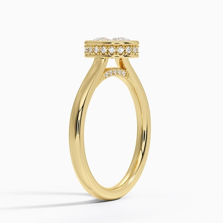 Bezel Halo Engagement Ring - Hidden Halo