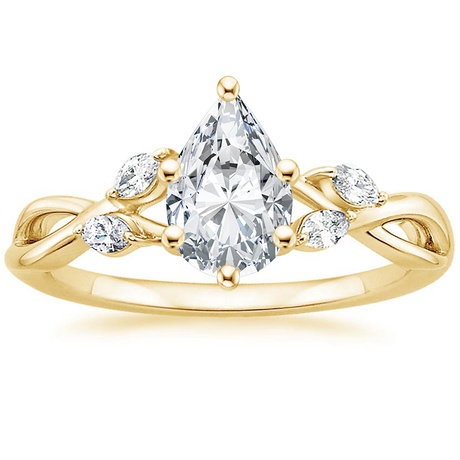 18K Yellow Gold Willow Diamond Ring (1/8 ct. tw.) with Winding Willow Diamond Ring (1/8 ct. tw.)