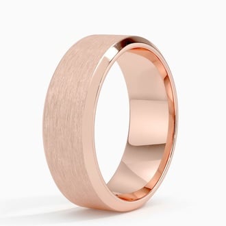 Beveled Edge Matte 7.5mm Wedding Ring in 14K Rose Gold