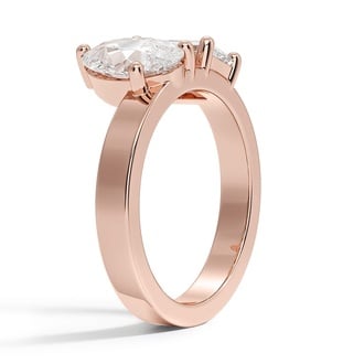 Custom Pear and Emerald-Cut Toi et Moi Diamond Ring