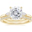 18K Yellow Gold Perfect Fit Three Stone Pear Diamond Ring with Luxe Ballad Diamond Ring