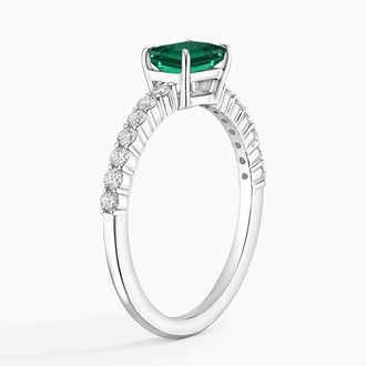 Beatrice Lab Grown Emerald and Diamond Ring (1/4 ct. tw.) in 18K White Gold