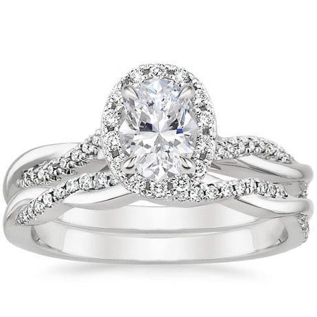 18K White Gold Petite Twisted Vine Halo Diamond Bridal Set (1/3 ct. tw.)