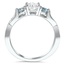 Three Stone Twisted Diamond Engagement Ring with Aquamarine Accents, smallside view