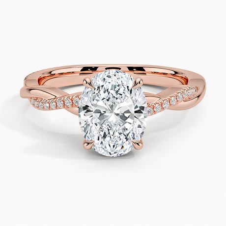 14K Rose Gold Petite Twisted Vine Hidden Halo Pavé Diamond Ring