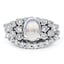 Custom Shared Prong Moonstone and Diamond Matched Set