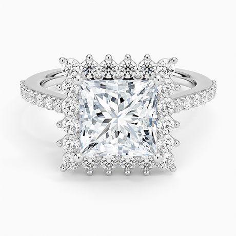 18K White Gold Luxe Sunburst Halo Diamond Ring (1/2 ct. tw.)