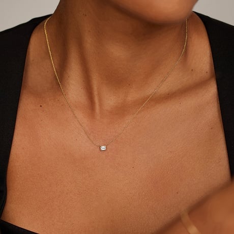 Emerald Cut Lab Diamond Bezel Solitaire Pendant