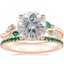 14K Rose Gold Arden Diamond Ring with Lab Emerald Accents with Luxe Ballad Emerald Ring