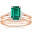 14K Rose Gold Trillion Three Stone Diamond Ring with Crescent Diamond Ring
