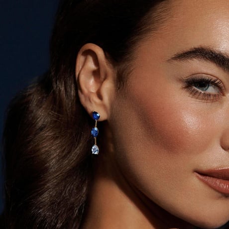 Elizabeth Taylor Ombré Lab Sapphire and Lab Spinel Drop Earrings
