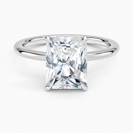 18K White Gold Hidden Heart Solitaire Ring
