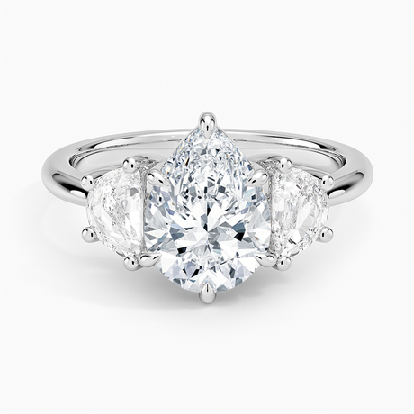 Half Moon Three Stone Diamond Ring