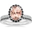 18KW Morganite Waverly Diamond Ring with Black Diamond Accents with Luxe Ballad Black Diamond Ring, smalltop view