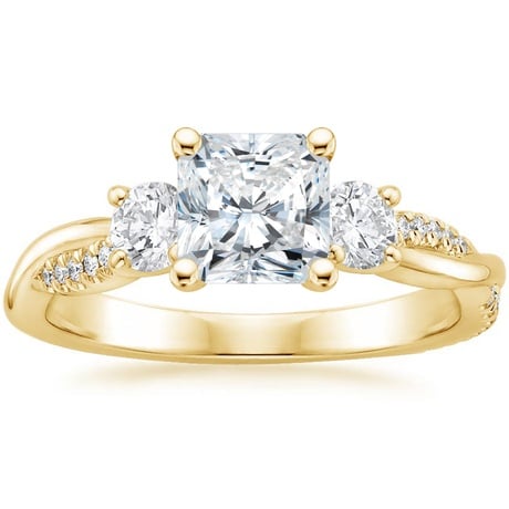 18K Yellow Gold Three Stone Petite Twisted Vine Diamond Bridal Set (1/2 ct. tw.)