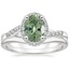Platinum Chamise Halo Diamond Ring (1/5 ct. tw.) with Petite Curved Wedding Ring