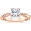 14K Rose Gold Petite Twisted Vine Hidden Halo Pavé Diamond Ring, smalltop view