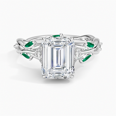 Platinum Secret Garden Lab Emerald and Diamond Ring (1/4 ct. tw.)