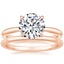 14K Rose Gold Freesia Ring with Petite Comfort Fit Wedding Ring
