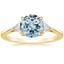 18K Yellow Gold Trillion Cut Three Stone Diamond Ring, smalltop view