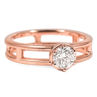 Custom Double-Band Ring with Raised Solitaire