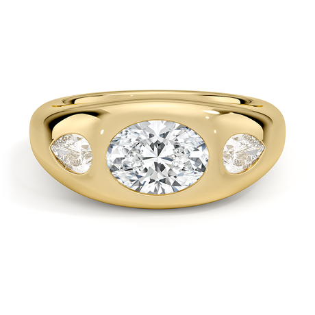 Sloane Flush Set Three Stone Diamond Dome Ring