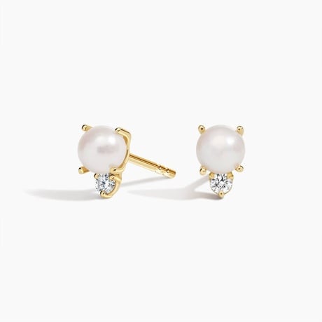 Mia Freshwater Cultured Pearl and Diamond Stud Earrings