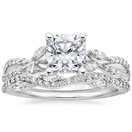 18K White Gold Luxe Willow Diamond Ring (1/4 ct. tw.) with Luxe Winding Willow Diamond Ring (1/4 ct. tw.)