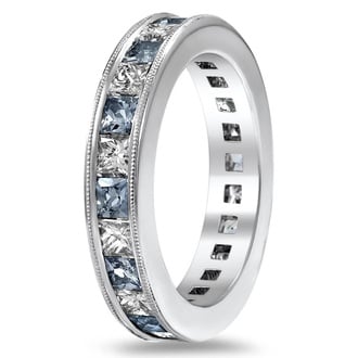 Custom Channel Set Princess Diamond and Aquamarine Ring