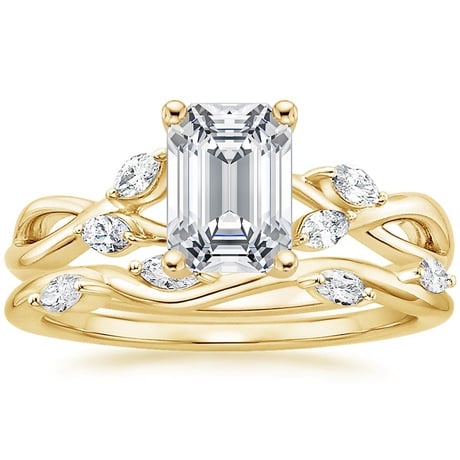 18K Yellow Gold Willow Diamond Ring (1/8 ct. tw.) with Winding Willow Diamond Ring (1/8 ct. tw.)