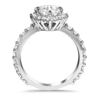 Custom Bursting Halo Diamond Ring