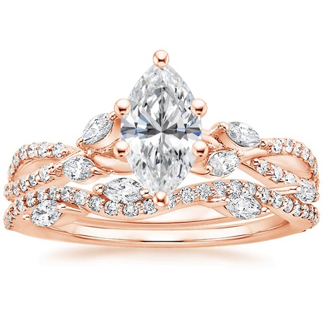 14K Rose Gold Luxe Willow Diamond Ring (1/4 ct. tw.) with Luxe Winding Willow Diamond Ring (1/4 ct. tw.)