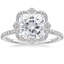 18K White Gold Reina Halo Diamond Ring, smalltop view