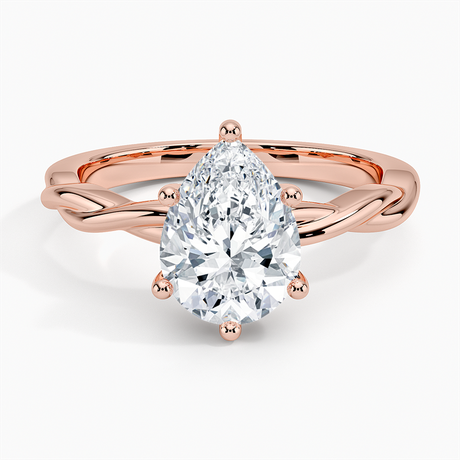 14K Rose Gold Twisted Vine Hidden Halo Diamond Ring