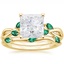 18KY Moissanite Willow Bridal Set With Lab Emerald Accents, smalltop view