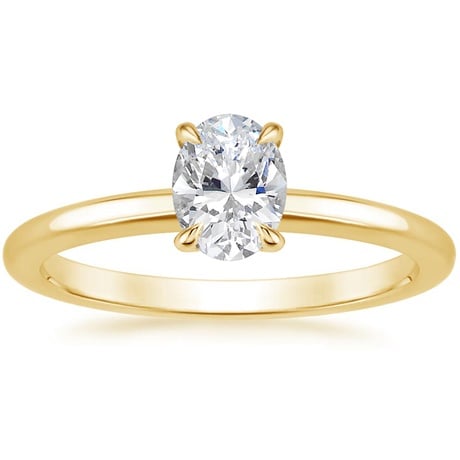 18K Yellow Gold Elodie Ring with Crescent Diamond Ring