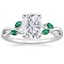 Platinum Willow Ring With Lab Emerald Accents, smalltop view