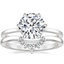 18K White Gold Secret Halo Six-Prong Diamond Ring with Lunette Diamond Ring