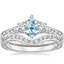 18KW Aquamarine Antique Scroll Three Stone Trellis Diamond Bridal Set, smalltop view