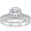 18K White Gold Tacori Petite Crescent Bloom Diamond Ring with Tacori Dantela Diamond Ring (1/8 ct. tw.)