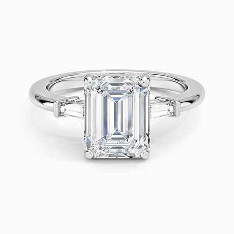 18K White Gold Symphony Tapered Baguette Three Stone Diamond Ring (1/5 ct. tw.)
