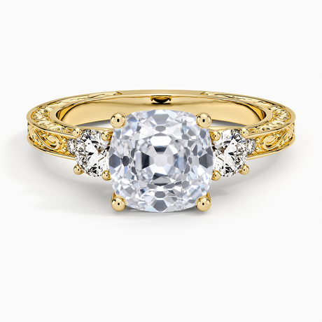 Antique Scroll Engraved Three Stone Diamond Ring (1/3 ct. tw.)