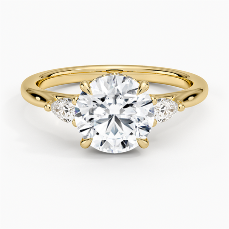 Floating Three Stone Pear Diamond Ring