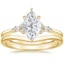 18K Yellow Gold Nadia Diamond Ring with Petite Curved Wedding Ring