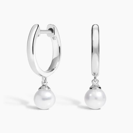 Cultured Pearl Drop Huggie Earrings (5mm)