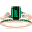 14K Rose Gold Arden Diamond Ring with Lab Emerald Accents with Luxe Ballad Emerald Ring